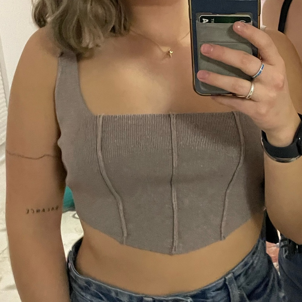 Neutral Square-Neck Comfy Corset-Like Top